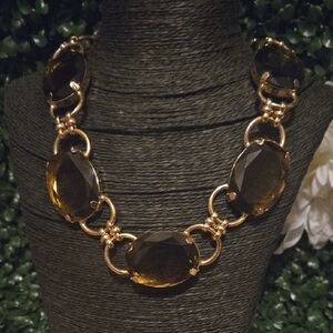 Elegant Gold and Brown Statement Necklace